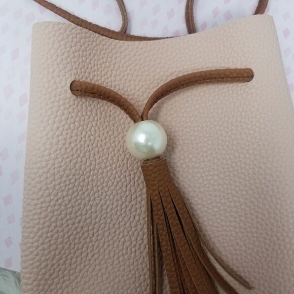 Faux Leather Drawstring Bag with Bead Tassel. - Picture 8 of 8